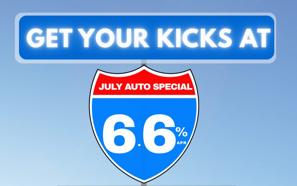 get your kicks at 6.6% july auto special